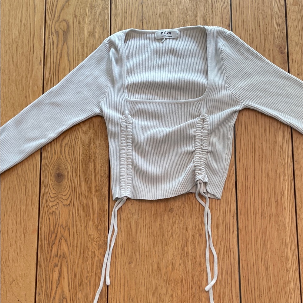 Privy Cream square neak Top with Drawstring